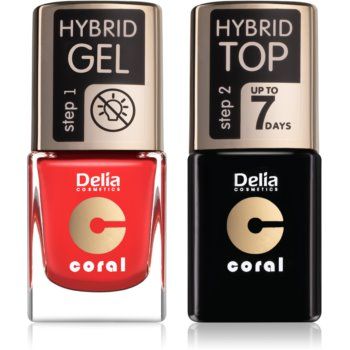 Delia Cosmetics Coral Nail Enamel Hybrid Gel set odstín 14 pentru femei