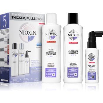 Nioxin System 5 Color Safe Chemically Treated Hair Light Thinning set (pentru par moderat sau semnificativ e subtire, tratat sau netratat chimic) unisex