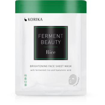 KORIKA FermentBeauty Brightening Face Sheet Mask with Fermented Rice and Hyaluronic Acid mască facială de pânză cu efect iluminator, cu orez fermentat și acid hialuronic