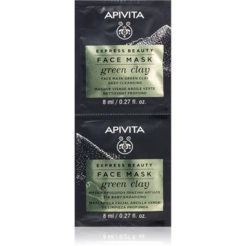 Apivita Express Beauty Cleansing Face Mask Green Clay masca de curatare si netezire cu argila verde