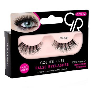 Gene False Banda din Par Natural 06 cu Mini Adeziv Inclus Golden Rose