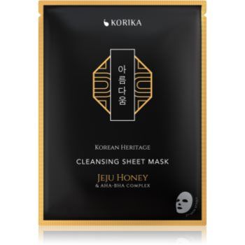 KORIKA Korean Heritage Jeju Honey & AHA-BHA Complex Cleansing Sheet Mask mască cu efect de curățare