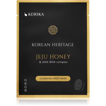 KORIKA Korean Heritage Jeju Honey & AHA-BHA Complex Cleansing Sheet Mask mască cu efect de curățare