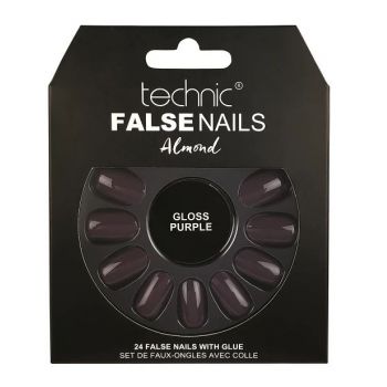 Set 24 Unghii False cu adeziv inclus Technic False Nails, Almond, Gloss Purple de firma originala