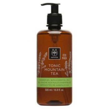 Gel de dus Tonic Mountain Tea cu uleiuri esentiale Ecopack, Apivita, 500 ml