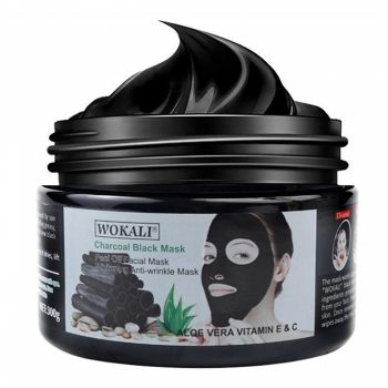 Masca neagra pentru indepartat punctele negre, punctele de grasime, efect anti-rid, Wokali cu carbune activ, 300 g la reducere