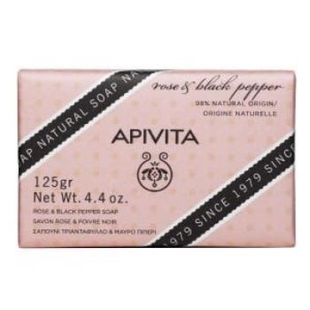 Sapun natural cu trandafiri si piper negru, Apivita, 125g