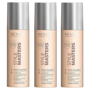 Pachet 3 x Balsam Protector pentru Indreptarea Parului - Revlon Professional Style Masters Iron Guard Protective Straightening Balm, 150ml de firma original