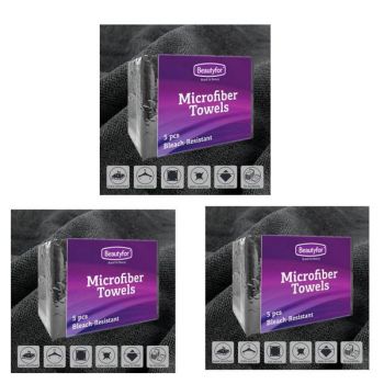 Pachet 3 x Prosoape din microfibra - negru,  Beautyfor, 5 buc
