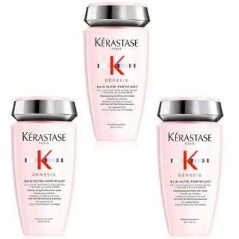 Pachet 3 x Sampon Revitalizant si Hidratant Anti-Cadere - Kerastase Genesis Bain Nutri-Fortifiant, 250 ml