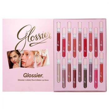 Set Cadou Multifunctional Glossier Lidstar Duo Matte Lip Gloss, 18 Culori Mate si Metalice, 18 x 5 ml