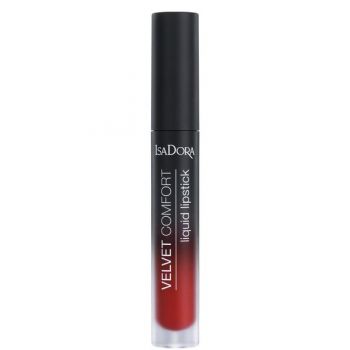 Ruj de Buze Lichid - Velvet Comfort Liquid Lipstick Isadora 4 ml, nuanta 66 Ravish Red