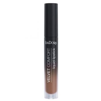 Ruj de Buze Lichid - Velvet Comfort Liquid Lipstick Isadora 4 ml, nuanta 68 Cool Brown