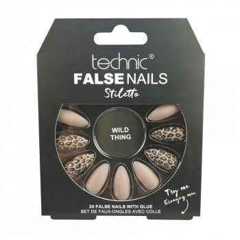 Set 24 Unghii False cu adeziv inclus Technic False Nails, Stiletto, Wild Thing