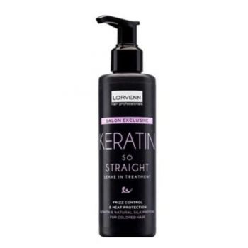 Tratament fortifiant cu keratina Lorvenn Keratin So Straight Tratament Leave In, 200 ml