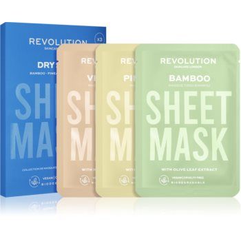 Revolution Skincare Biodegradable Dry Skin set de măști textile pentru pielea uscata si deshidratata