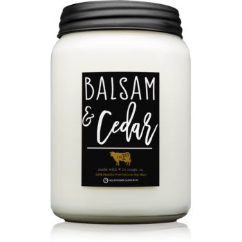 Milkhouse Candle Co. Farmhouse Balsam & Cedar lumânare parfumată Mason Jar