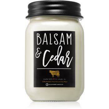Milkhouse Candle Co. Farmhouse Balsam & Cedar lumânare parfumată Mason Jar