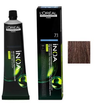 Vopsea de Par Demi-permanenta L'Oreal Professionnel Inoa 7.1 Blond Cendre, 60 ml