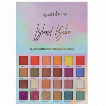 Paleta Profesionala de Farduri Glamierre, Island Babe, 24 Ultra Pigmented Eyeshadows Glitters