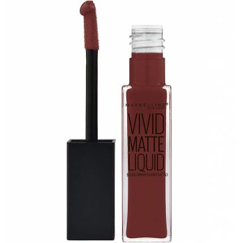 Ruj lichid mat Maybelline New York Color Sensational Vivid Matte Liquid, 37 Coﬀee Buzz, 8 ml