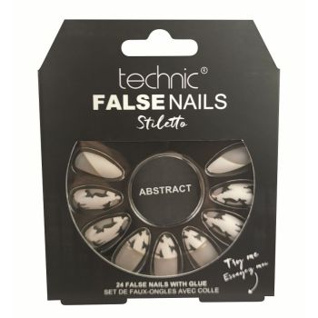 Set 24 Unghii False cu adeziv inclus Technic False Nails, Stiletto, Abstract