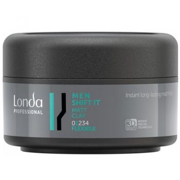 Ceara cu Aspect Mat si Fixare Flexibila - Londa Professional Men Shift It Matt Clay, 75 ml