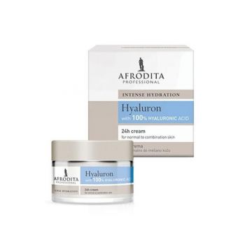 Crema Hidratanta cu Acid Hialuronic pentru Ten Normal, Mixt - Cosmetica Afrodita Intense Hydratation Hyaluron 24h Cream for Normal to Combinationm Skin