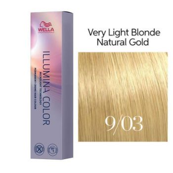 Vopsea Permanenta - Wella Professionals Illumina Color Nuanta 9/03 blond luminos natural auriu