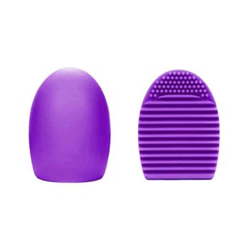 Brush Egg - Accesoriu din silicon pentru curatarea pensulelor de machiaj, Culoarea Mov de firma originala