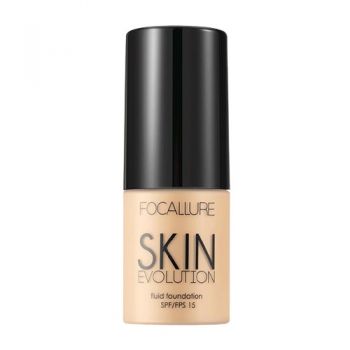 Fond de ten fluid Focallure Skin Evolution SPF15, 02 Porcelain Fond de ten fluid Focallure Skin Evolution SPF15, 02 Porcelain