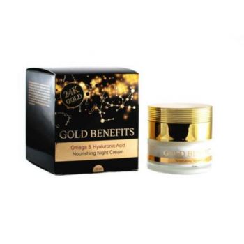 Crema de Noapte Hidratanta cu Aur 24K, cu Omega 3, 6, 9 si Acid Hialuronic, pentru toate tipurile de ten, Gold Benefits, 50ml
