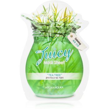 Holika Holika Juicy Mask Sheet Tea Tree masca pentru celule impotriva imperfectiunilor pielii cauzate de acnee