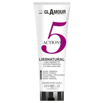 Crema de par 5 actiuni liss natural cu acid hialuronic si proteine de matase Glamour, 200ml