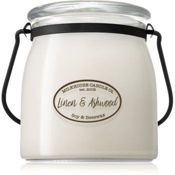 Milkhouse Candle Co. Creamery Linen & Ashwood lumânare parfumată Butter Jar