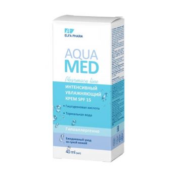 Crema Hidratanta cu SPF15 pentru Ten Uscat Aqua Med Elfa Pharm, 40 ml ieftina