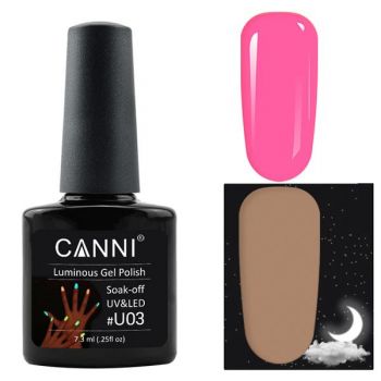 Oja Semipermanenta Soak Off Glow In The Dark Canni U03, 7,3 ml