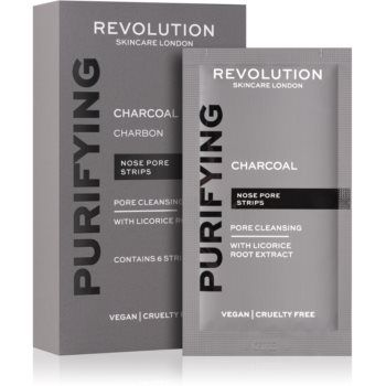 Revolution Skincare Purifying Charcoal patch-uri de curatare a prilor de pe nas cu cărbune activ