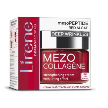 Crema de zi intaritoare cu efect de lifting, LIRENE Mezo-Collagene cu alge rosii, pentru tratarea ridurilor profunde, SPF 10, 50ml Crema de zi intaritoare cu efect de lifting, LIRENE Mezo-Collagene cu alge rosii, pentru tratarea ridurilor profunde, SPF 10, 50ml