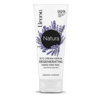 Crema ECO tip ser regeneranta Lirene Natura, pentru maini si unghii, 99% ingrediente naturale 75 ml