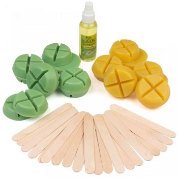 Kit epilare, Sofeel, 2 pachete ceara reutilizabila, spatule, ulei calmant dupa epilare