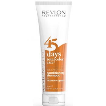 Sampon-Balsam Nuantator Cupru - Revlon Professional Revlonissimo 45 Days Total Color Care Conditioning Shampoo for Intense Coppers, 275 ml