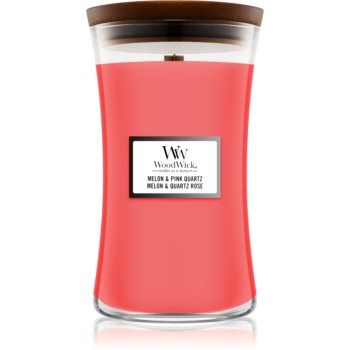 Woodwick Melon & Pink Quarz lumânare parfumată cu fitil din lemn