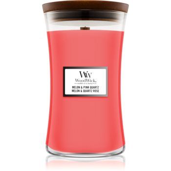 Woodwick Melon & Pink Quarz lumânare parfumată cu fitil din lemn ieftin