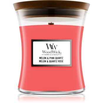 Woodwick Melon & Pink Quarz lumânare parfumată cu fitil din lemn