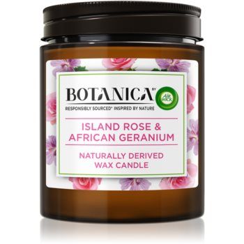 Air Wick Botanica Island Rose & African Geranium lumânare parfumată cu aromă de trandafiri
