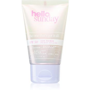 hello sunday the one that´s got it all strat de baza protector sub make-up SPF 50 de firma originala