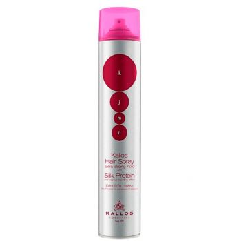 Lac Fixativ cu Proteine din Matase - Kallos KJMN Extra Strong Hold Hair Spray with Silk Protein 500ml de firma original