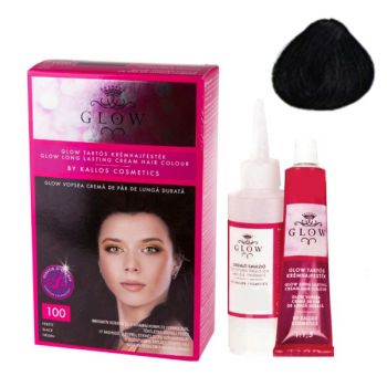 Vopsea Permanenta - Kallos Glow Long Lasting Cream Hair Colour Nuanta 100 Black ieftina