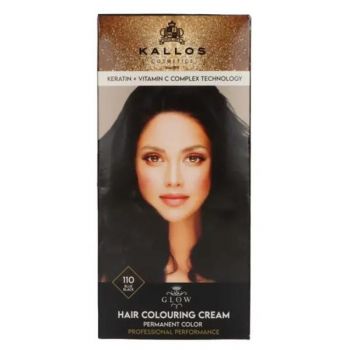 Vopsea Permanenta - Kallos Glow Long Lasting Cream Hair Colour Nuanta 110 Negru Albastrui